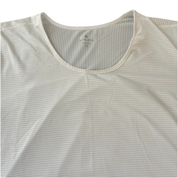 Athleta Subtle Striped Round Neck White T-Shirt Short Sleeve Size 2X - Picture 5 of 13